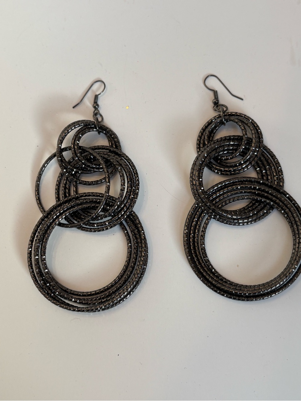 Gunmetal Multi-Hoop Dangle Earrings